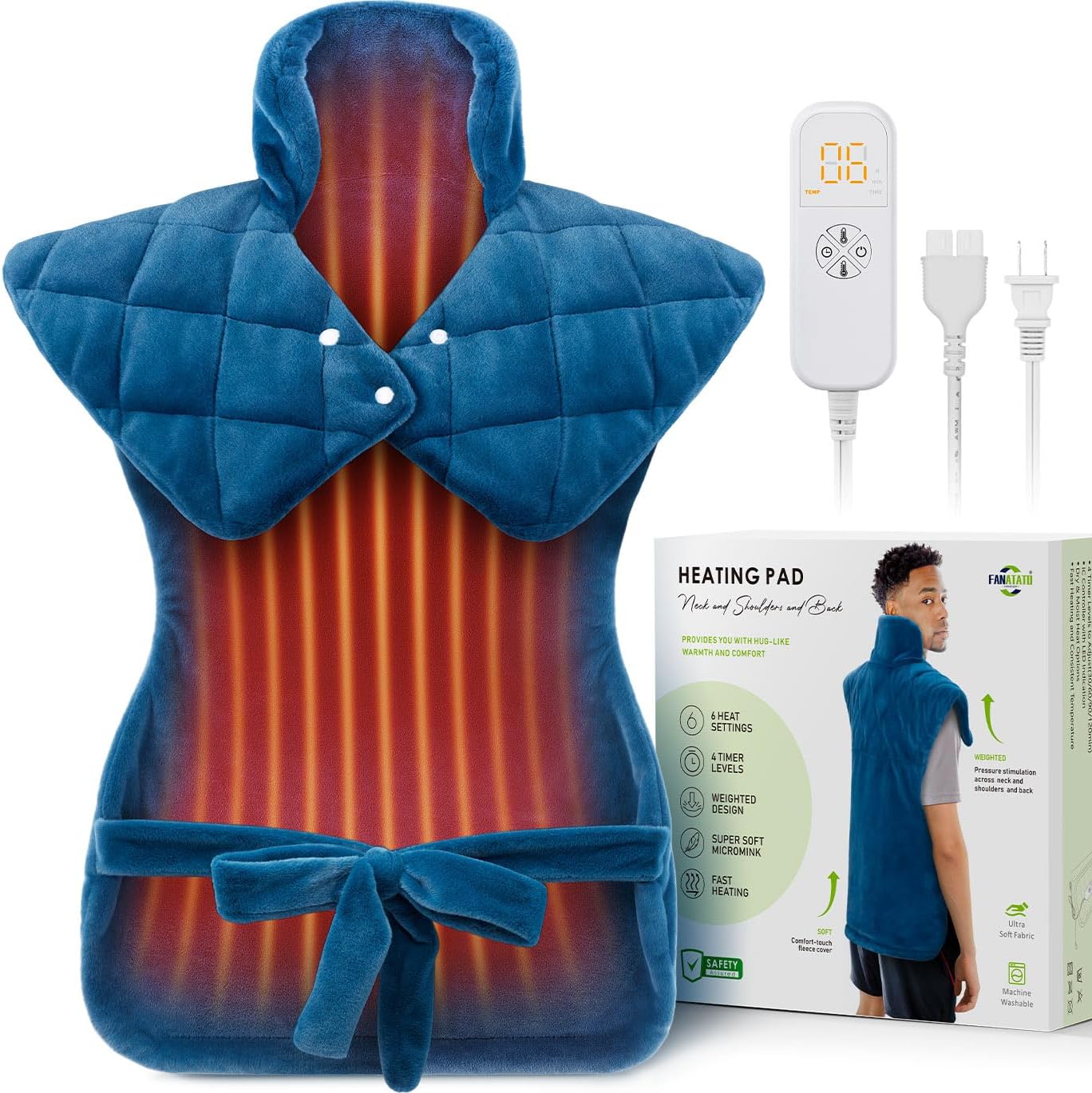 Large Weighted Heating Pad for Neck Shoulders & Back Pain Relief