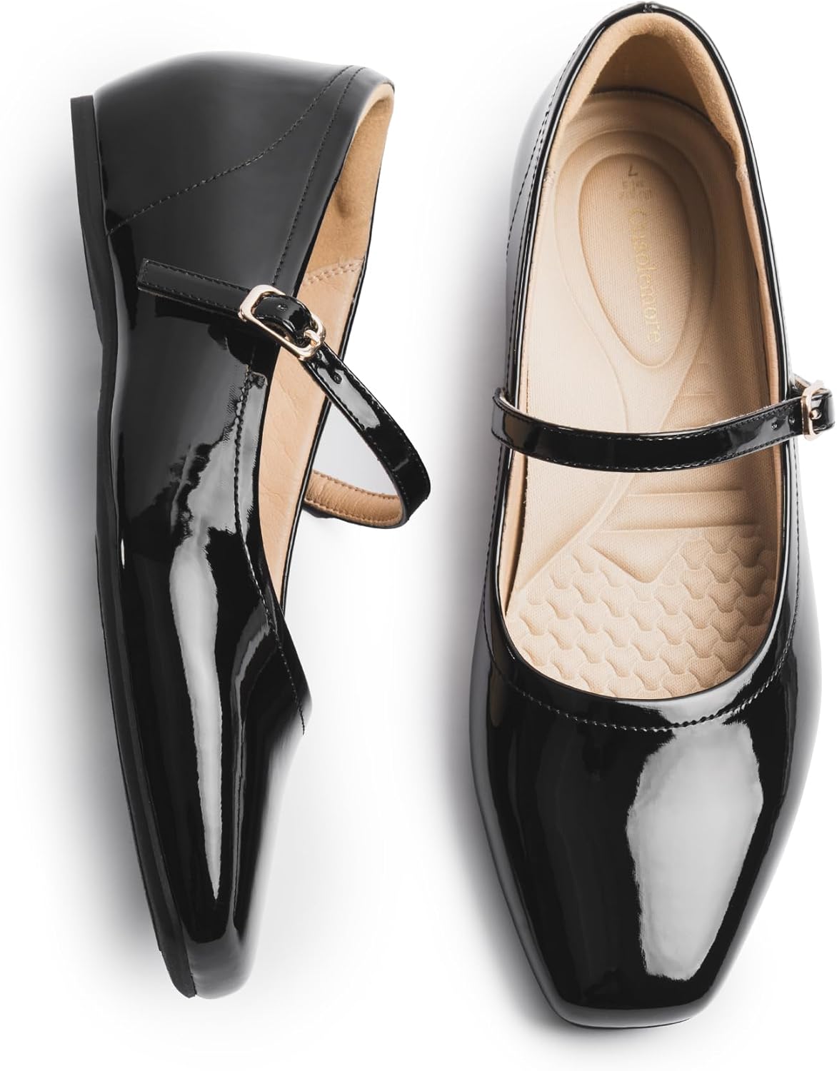 Mary Jane Flat Shoes with Arch Support and Hidden Wedge Heel