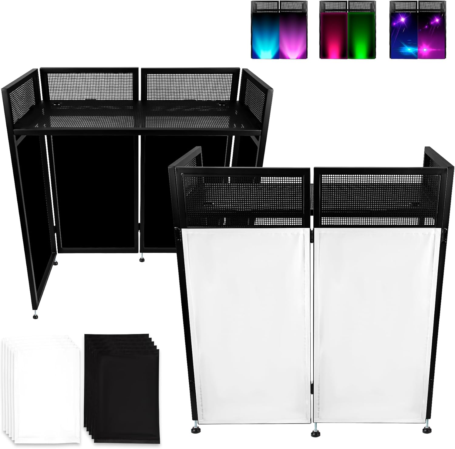Portable DJ Booth Table Station with Lighting Scrims and Carrying Bag