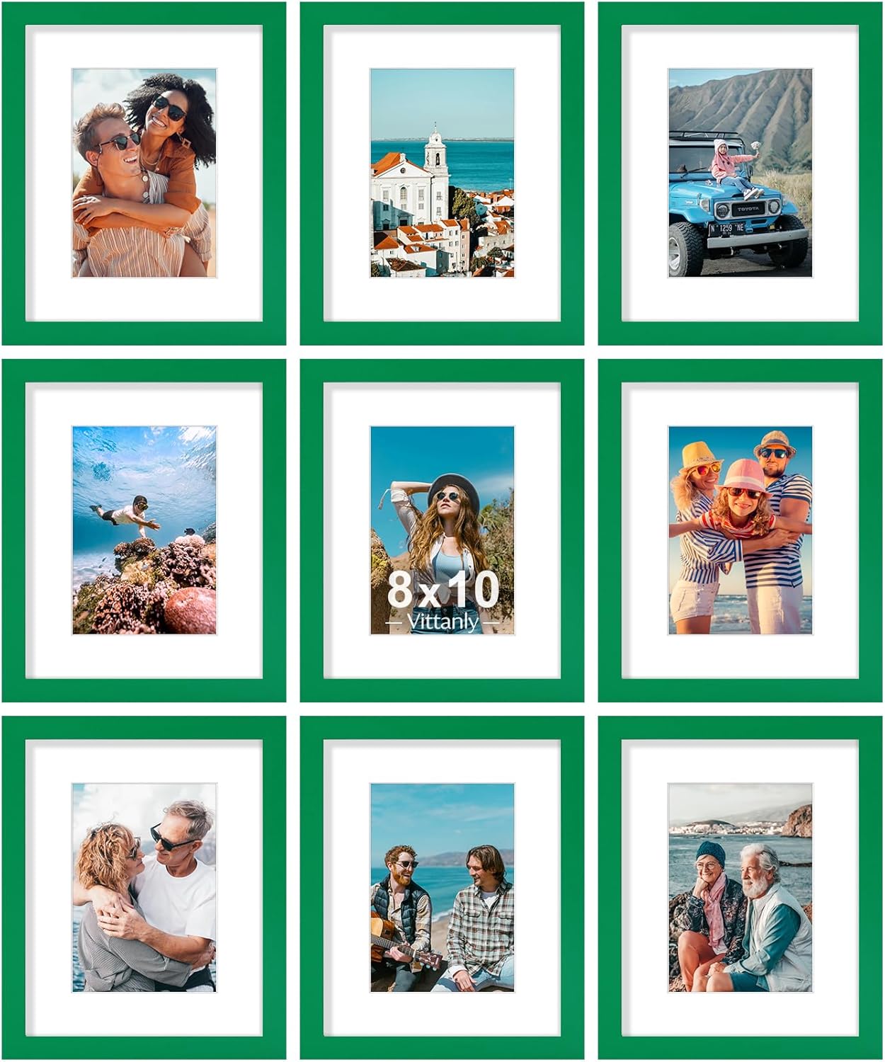 Vittanly 8x10 Picture Frames Set of 9 for Wall or Tabletop