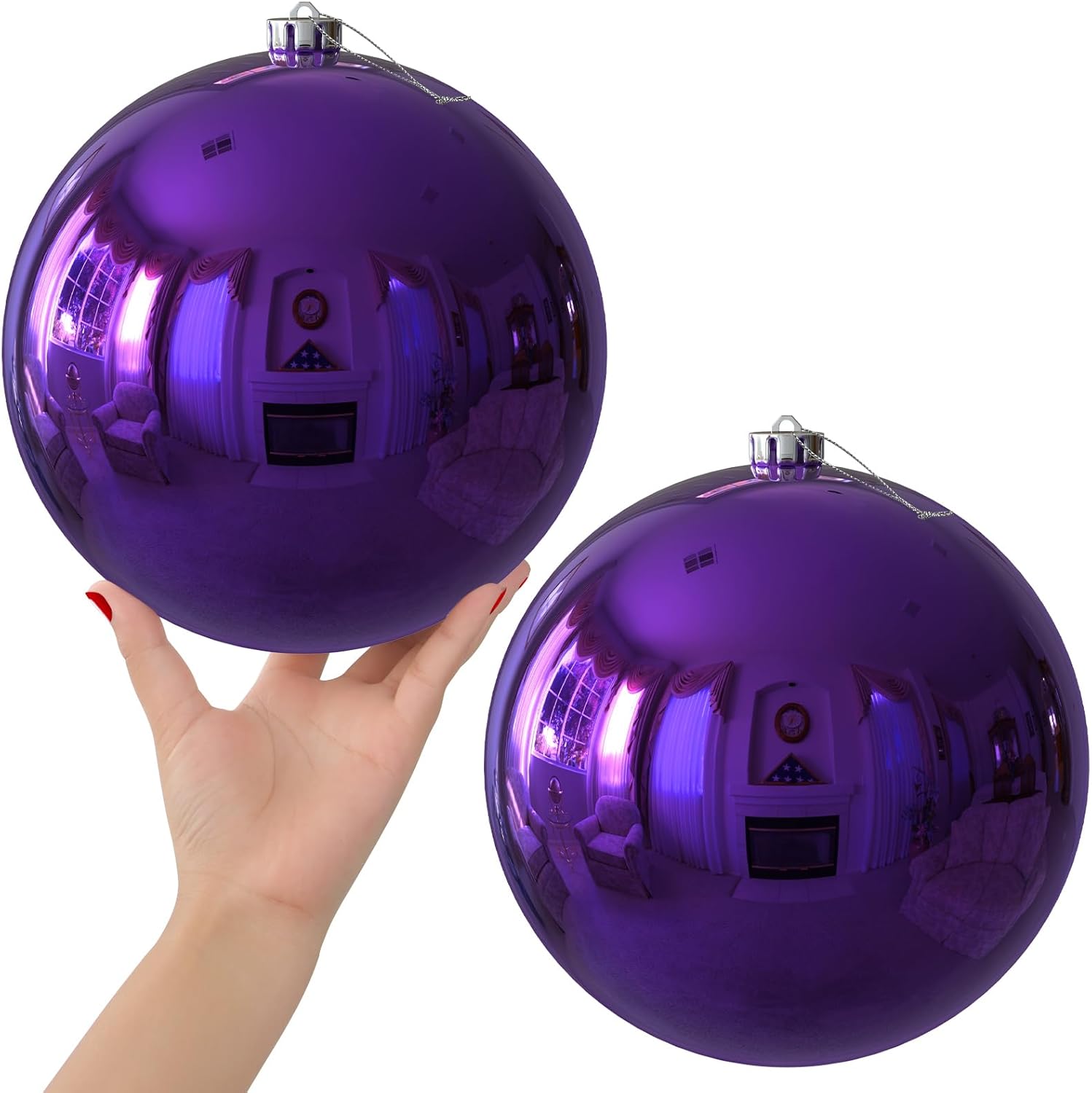 Purple 8.0 in Shatterproof Christmas Ornaments for Holiday Decor