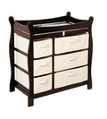 Sleigh Style Baby Changing Table with 6 Baskets - Espresso