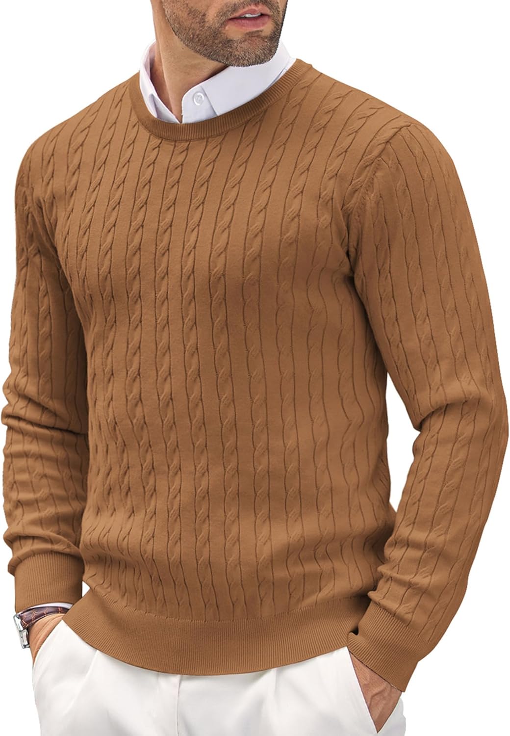 COOFANDY Men's Crewneck Knit Sweater for Stylish Comfort