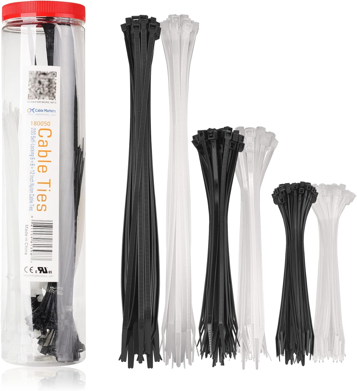 200-Pack Self-Locking Cable Ties by Cable Matters