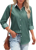 Siliteelon Striped Button Down Shirt for Women - Classic Cotton Fit