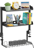 Clamp-On Desk Shelf with Under Desk Cable Tray - 2-Tier Adjustable