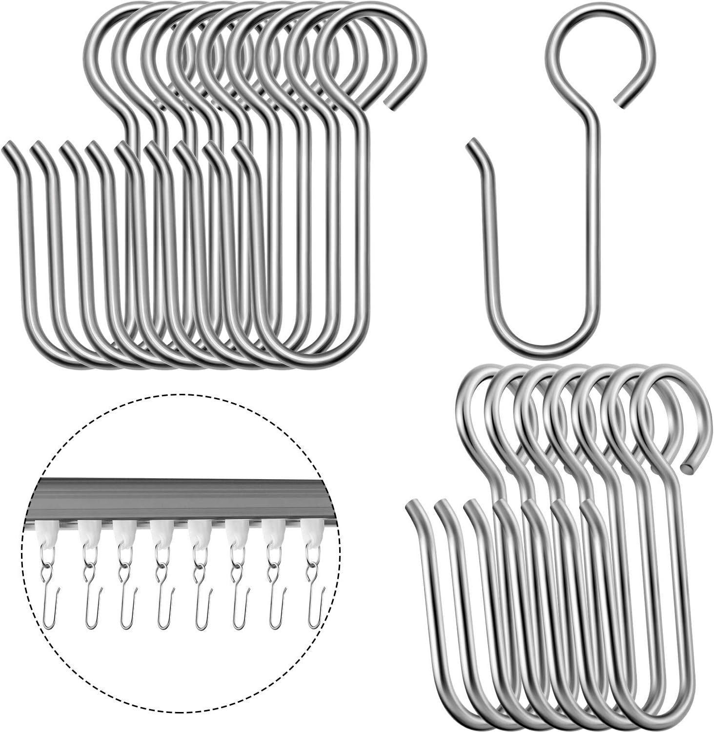 Secure Curtain Hanging Solution - 120 Metal S Hooks by Jetec