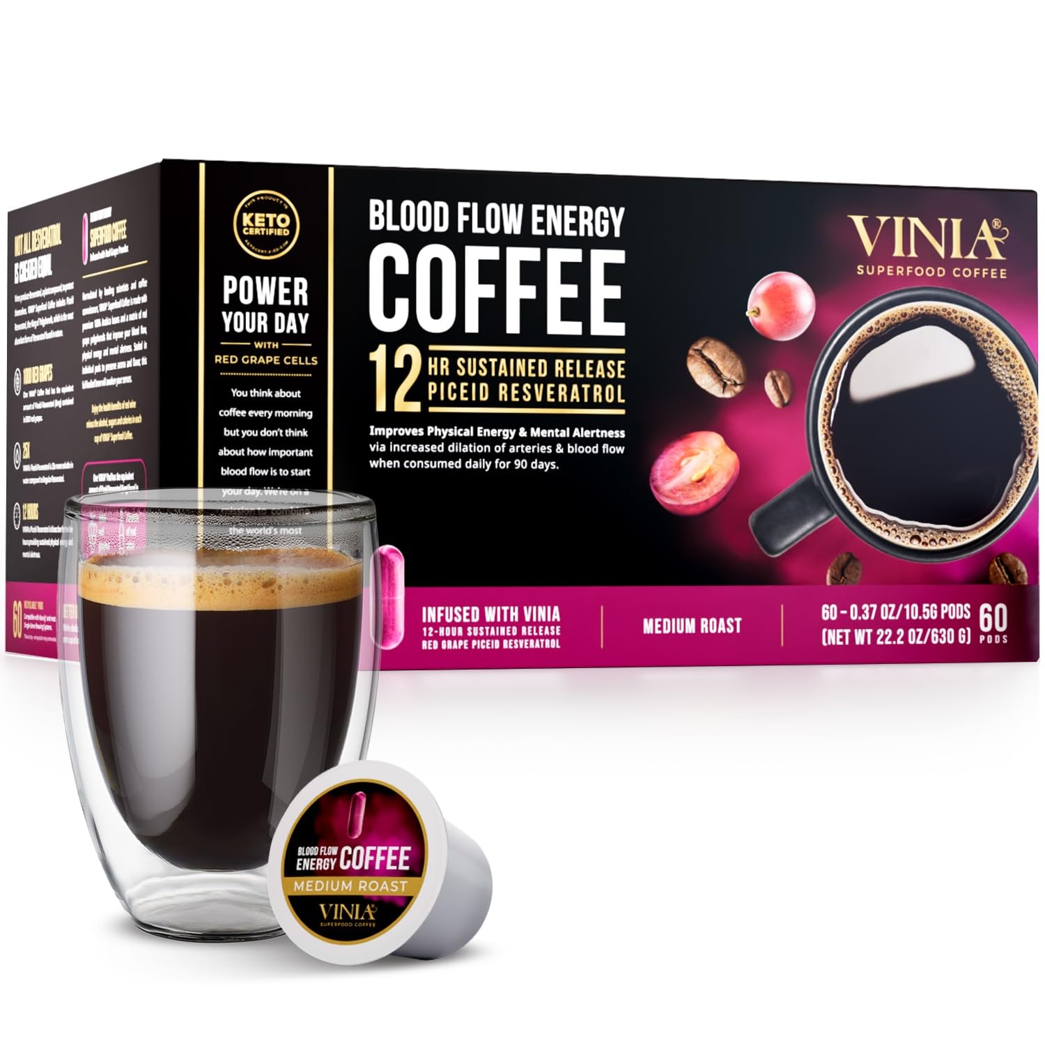 Vinia Resveratrol Coffee Pods - Energize Mind & Body