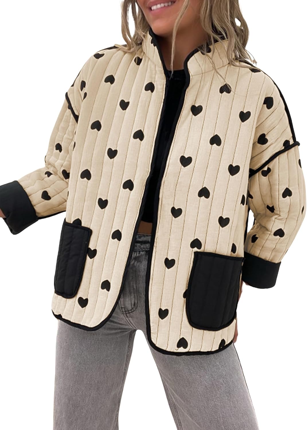 Omoone Women's Cropped Quilted Jacket for Stylish Comfort