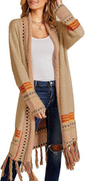 FERBIA Women Boho Cardigan Sweater Long Open Front Maxi Knit - Cozy