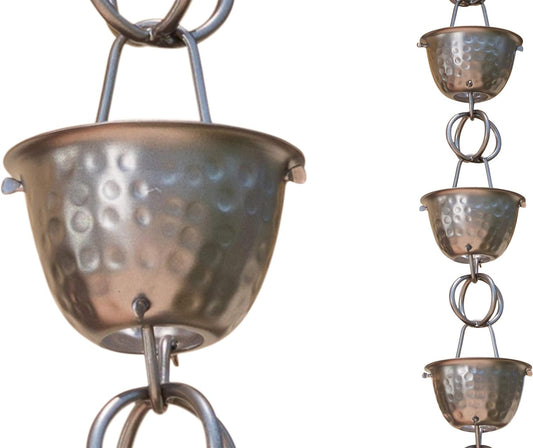 Monarch Rain Chains Hammered Cup Rain Chain for Gutters