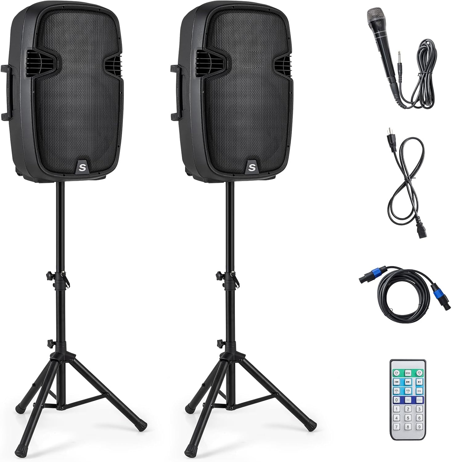 GOFLAME Portable 15in PA Speaker System Set for DJs and Events