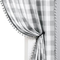White Grey Buffalo Check Curtains 84in Long - Farmhouse Semi Sheer