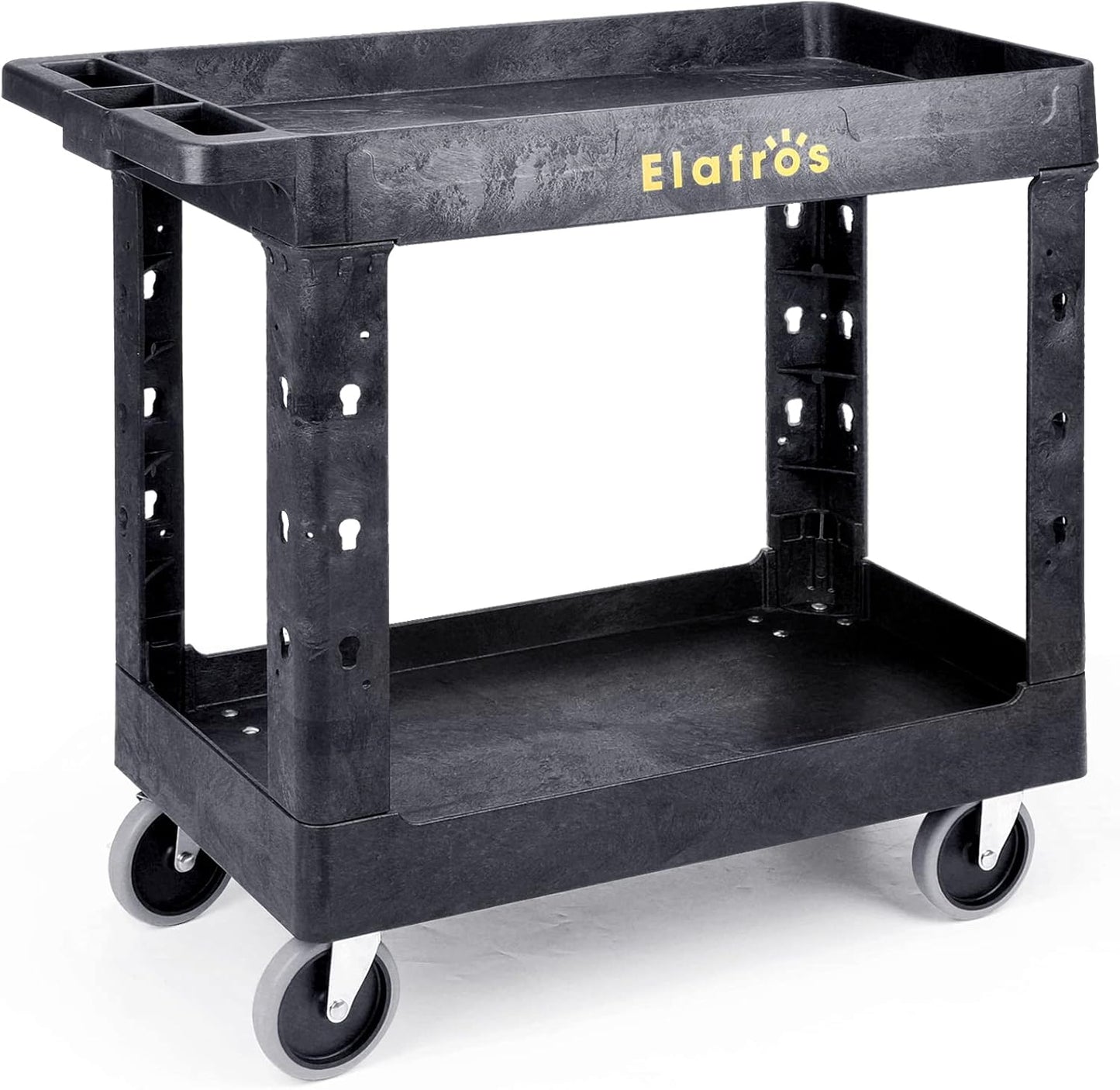 ELAFROS Heavy Duty Plastic Utility Cart for Warehouse Use
