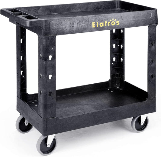 ELAFROS Heavy Duty Plastic Utility Cart for Warehouse Use