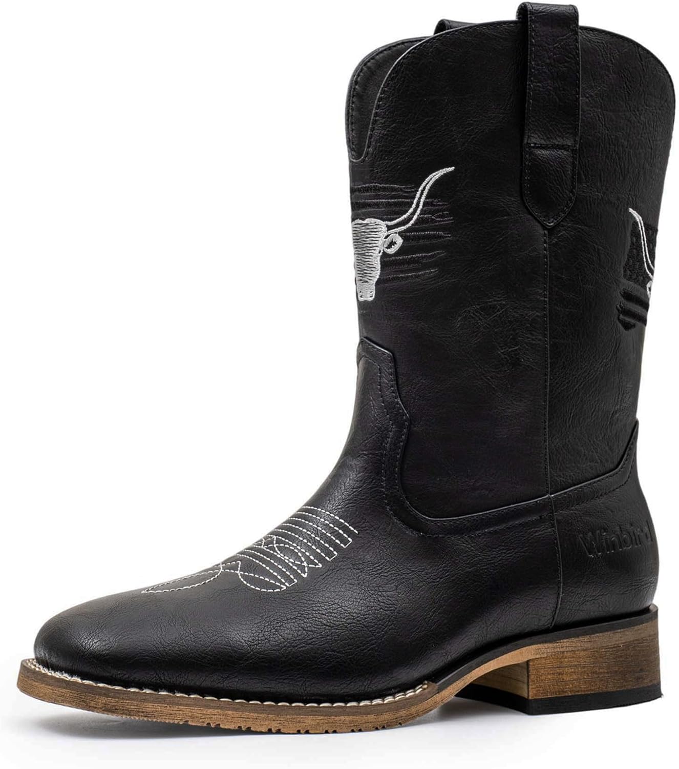 Square Toe Cowboy Boots for Men - Durable Vegan Leather Style