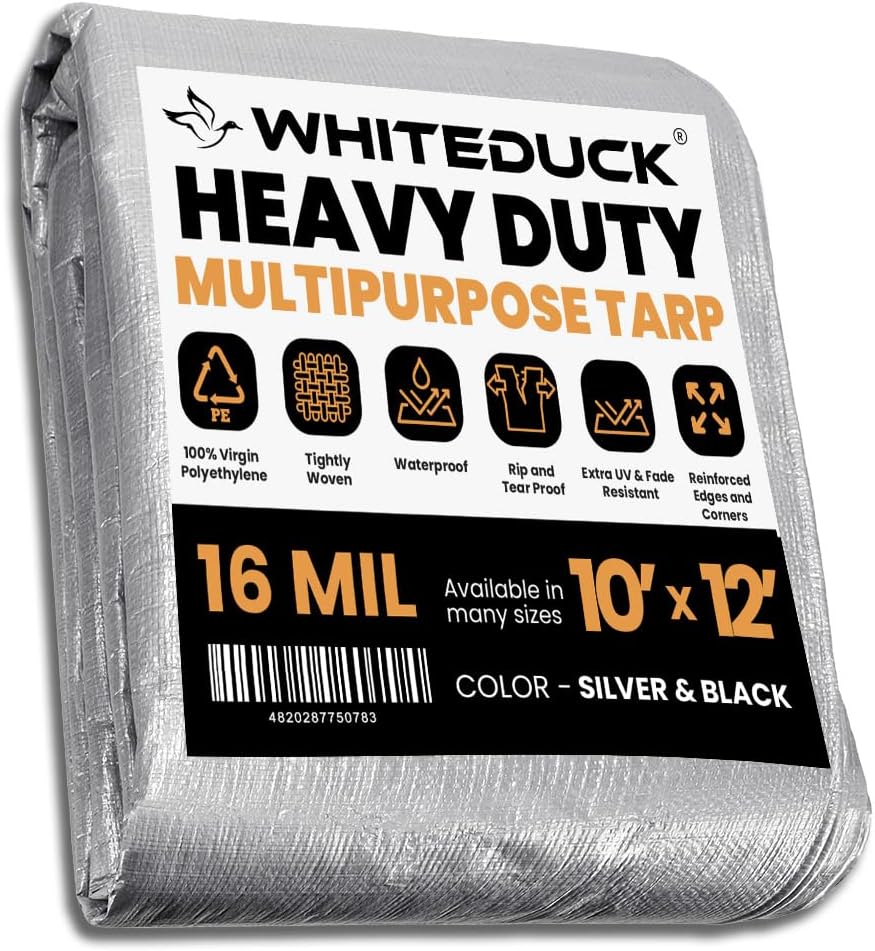 10ft x 12ft Heavy Duty Poly Tarp - Waterproof & UV Resistant