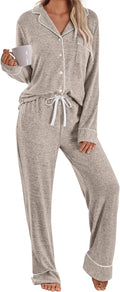 Womens Pajamas Sets Long Sleeve Lounge Warm Sleepwear - 2 Piece