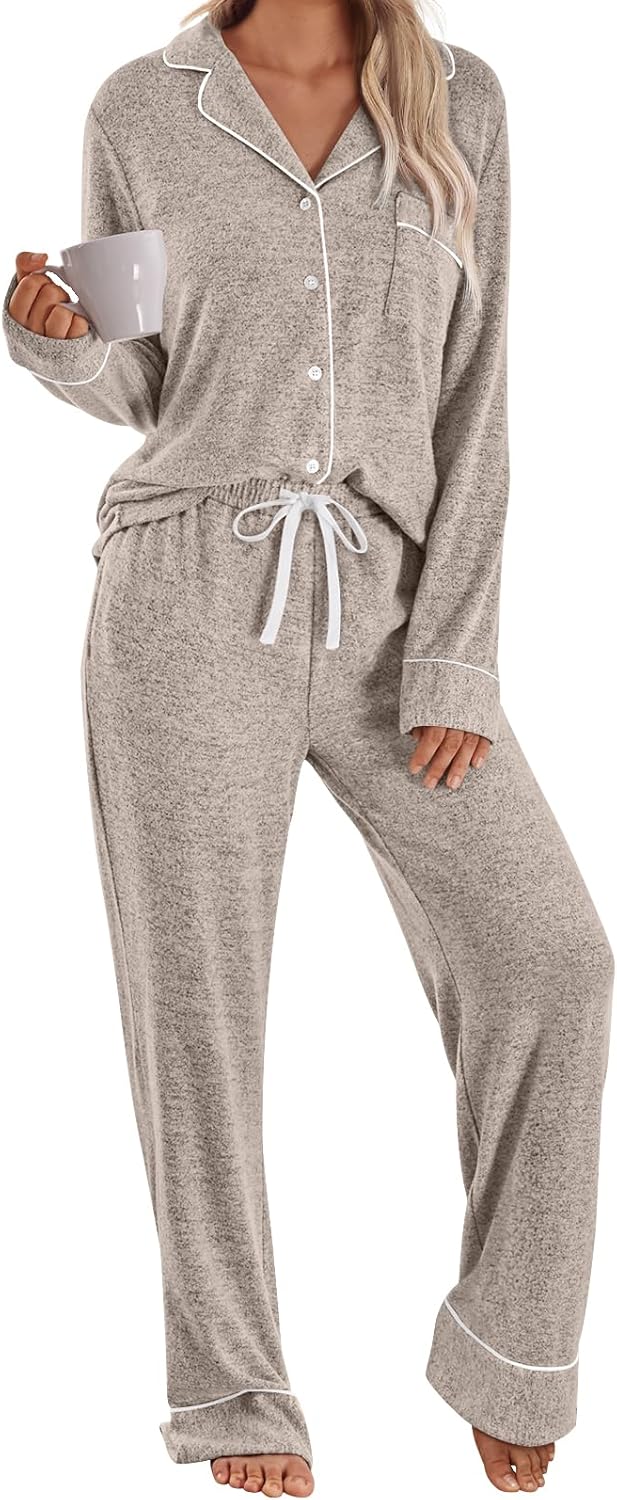 LILLUSORY Womens Pajamas Sets Long Sleeve Lounge Warm Sleepwear
