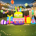 8FT Inflatable Happy Birthday Cake Decoration with LED Lights - Yard