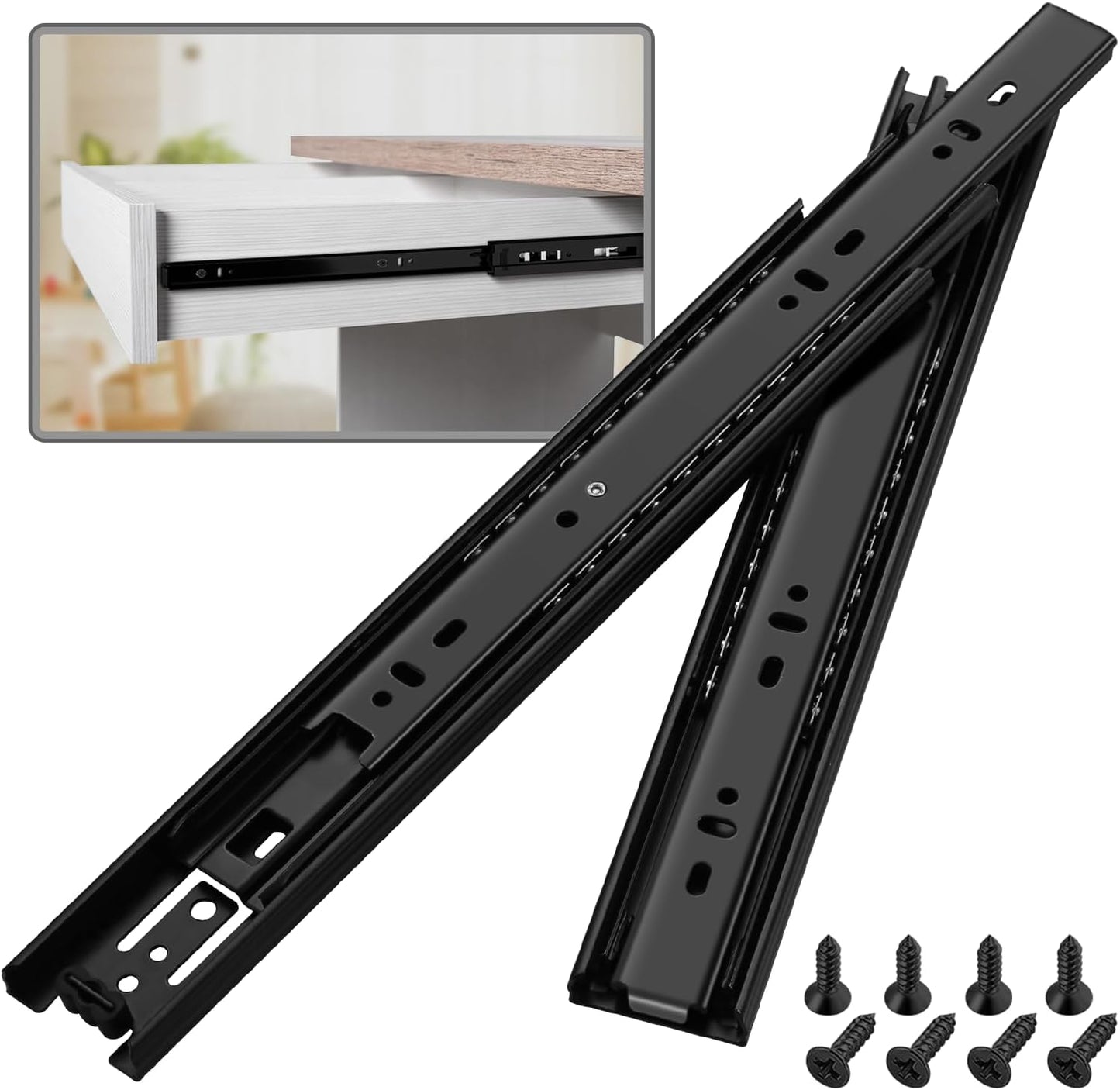 5 Pair Full Extension Ball Bearing Drawer Slides for Smooth Glides