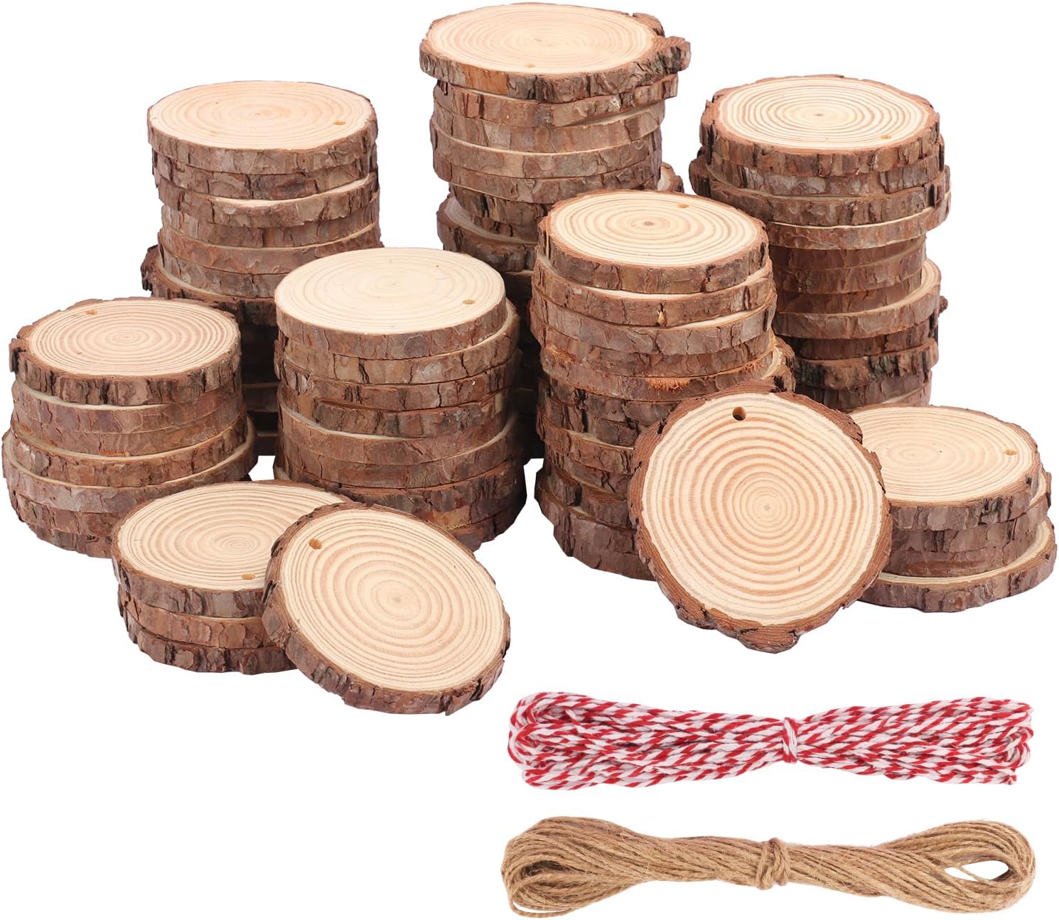 80 PCS Natural Wood Slices for DIY Crafts and Christmas Ornaments