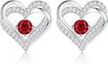 Forever Love Heart Stud Earrings 925 Sterling Silver with Birthstone