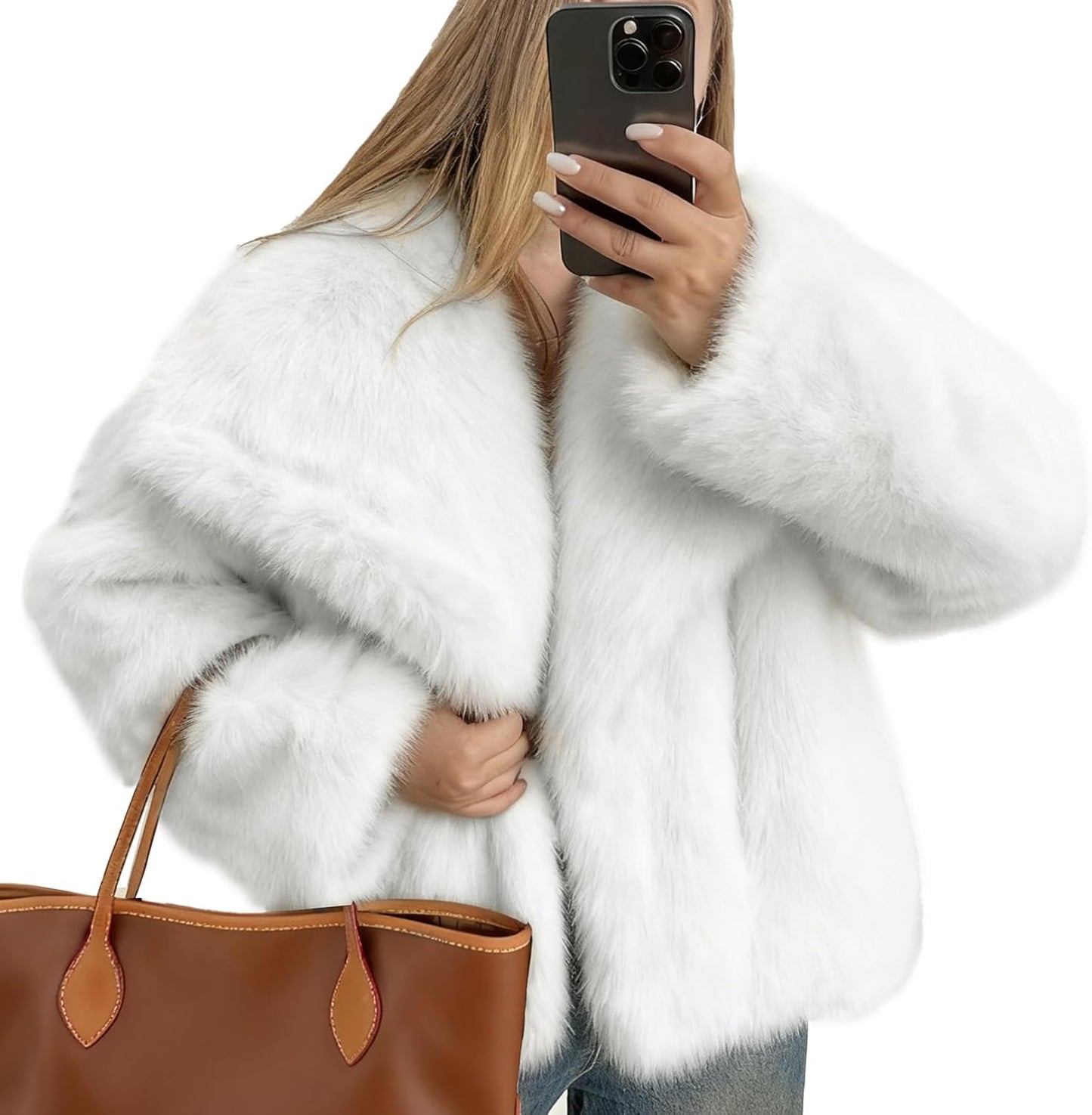 Flygo Women's Faux Fur Coat - Fluffy Winter Jacket for Style