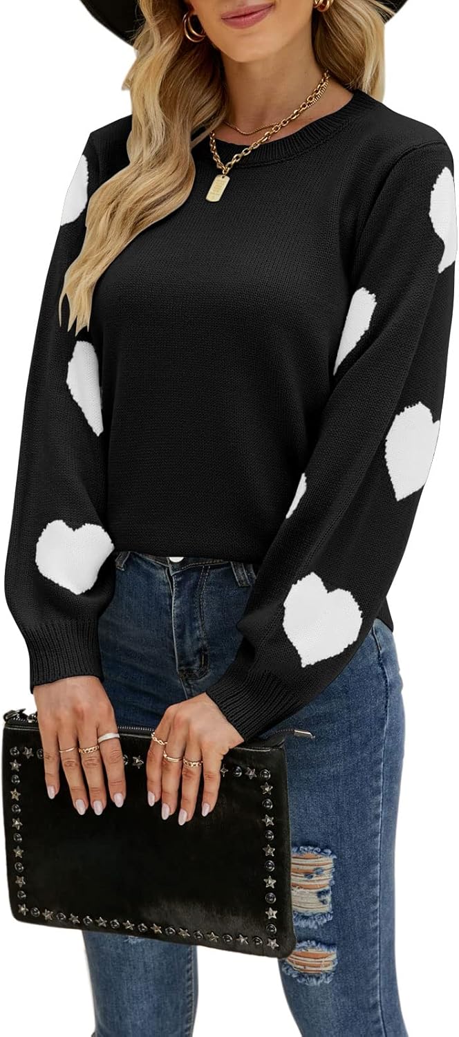 Women's Cute Multi-Hearts Knitted Casual Sweater for Style