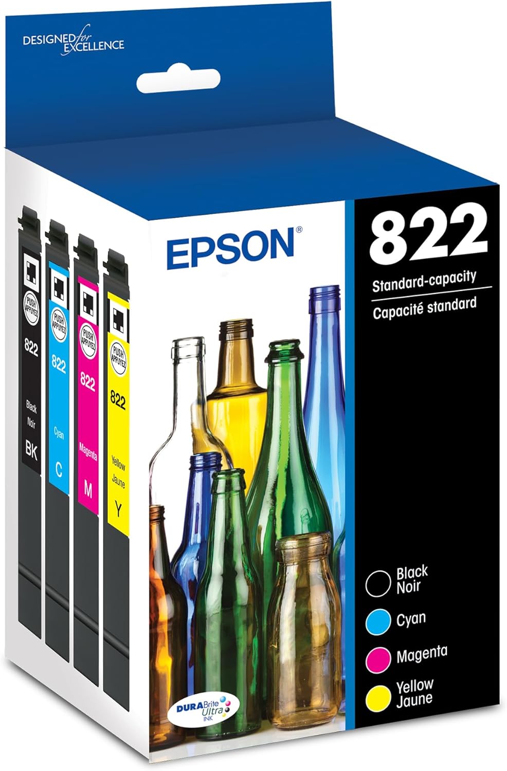 EPSON 822 DURABrite Ink Combo Pack - Vivid Colors, Crisp Text
