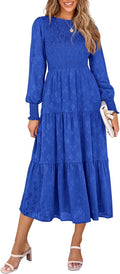 PRETTYGARDEN Women's Midi Floral Smocked Dress - Versatile Elegant