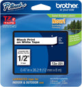 4 Pack Brother P-touch 1/2in Black on White Laminated Tape - Durable