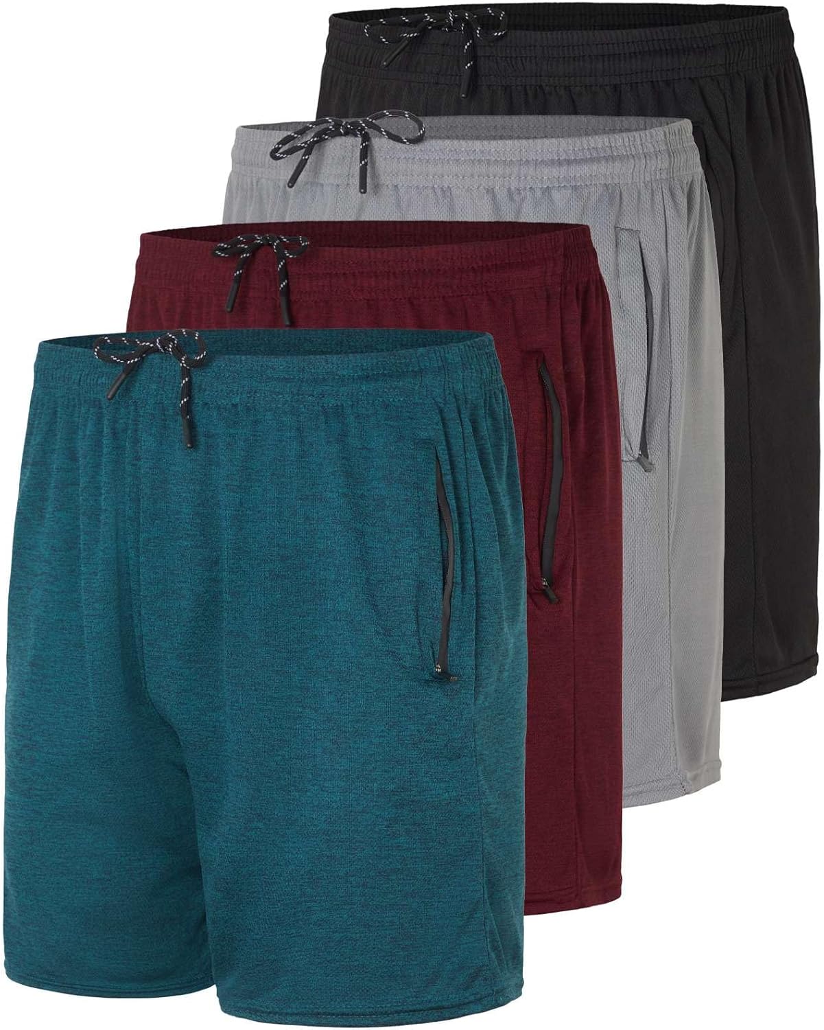 Men's Mesh Athletic Zipper Shorts for Running and Basketball