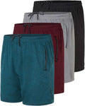 Men's Mesh Zipper Athletic Shorts 4 Pack - 7ft/5ft/3ft Inseam Options