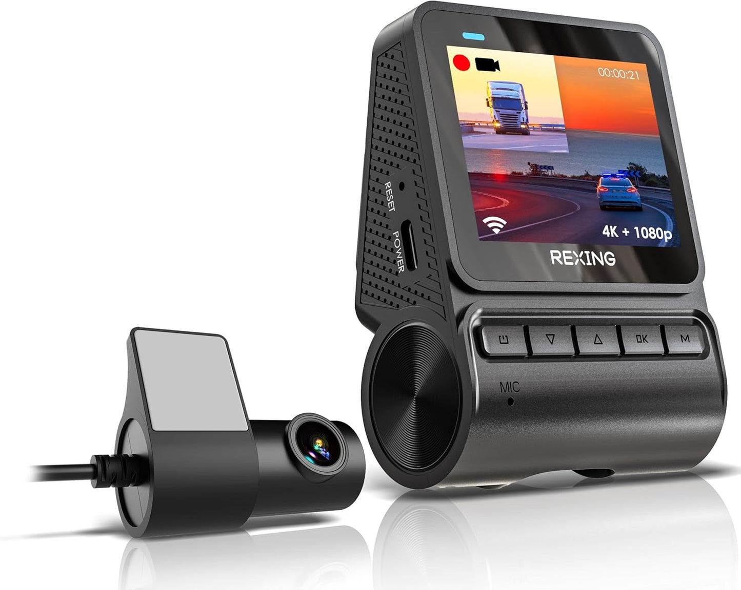 RH2 Dual Dash Cam - 4K Front & 1080p Rear - Wi-Fi & GPS