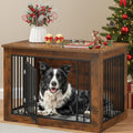 Dog Crate Furniture for Large Dogs - Rustic Brown 2-in-1 Side Table