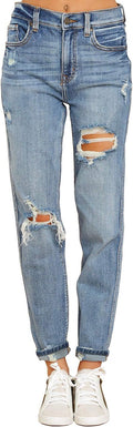luvamia Boyfriend Jeans for Women Stretch High Waisted Ripped Mom