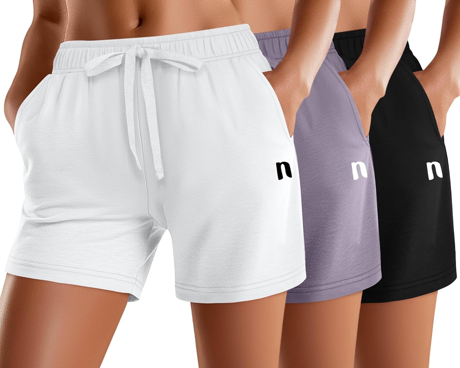 Neer Women's Cotton Sweat Shorts 3 Pack - Comfy Pockets