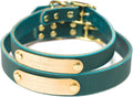 Handmade Personalized Bridle Leather Dog Collar, Engraved Brass Plate