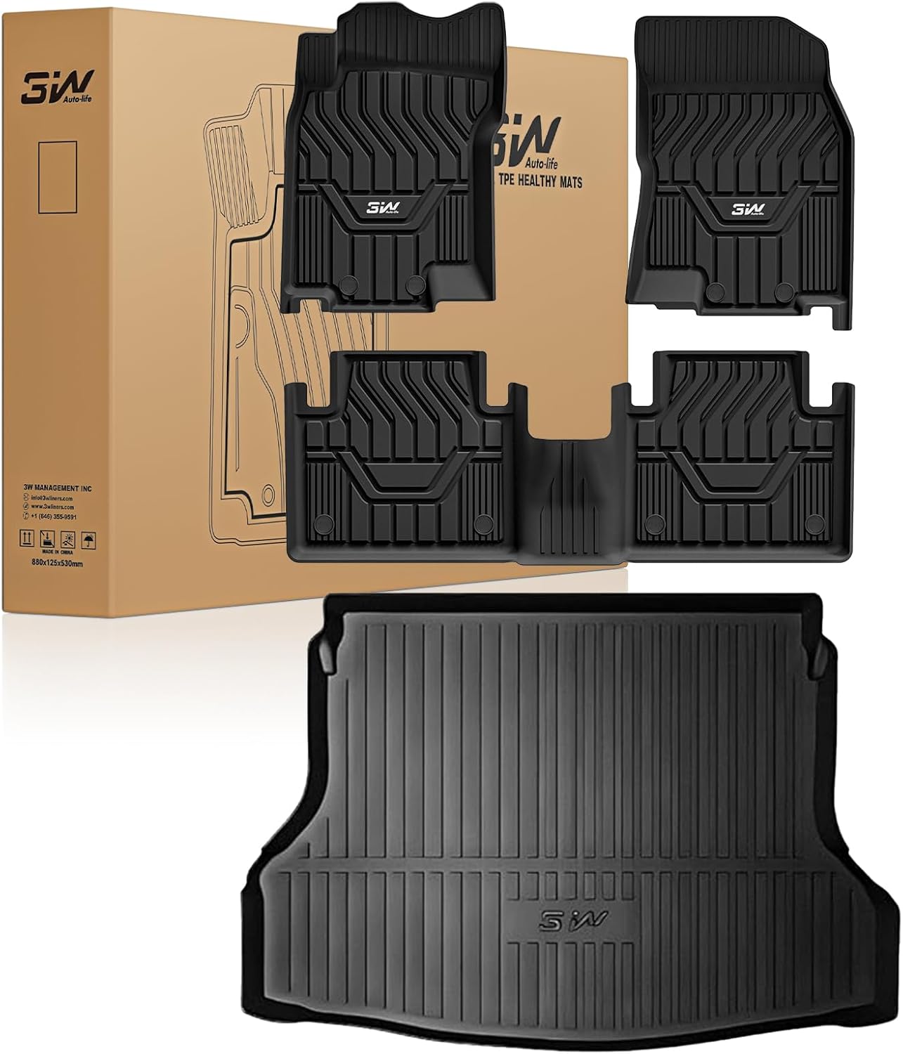 3W Nissan Rogue Floor Mats & Cargo Liner for 2014-2020 Models