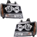 TRQ 2 Piece Headlight Assembly Set Halogen Chrome Bezel - Direct Fit