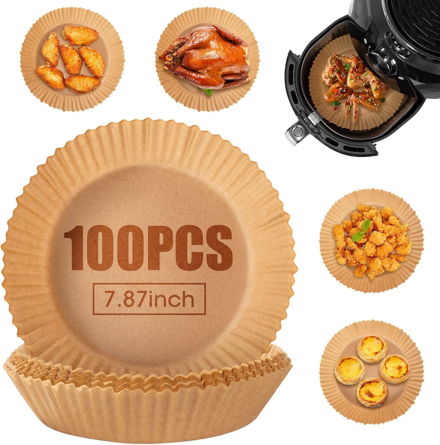 Uten 100 PCS Oil-proof Air Fryer Liners: Non-stick & Water-proof for Easy Baking