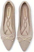 Comfortable Knit Dressy Bow Flats for Women - Classic Style