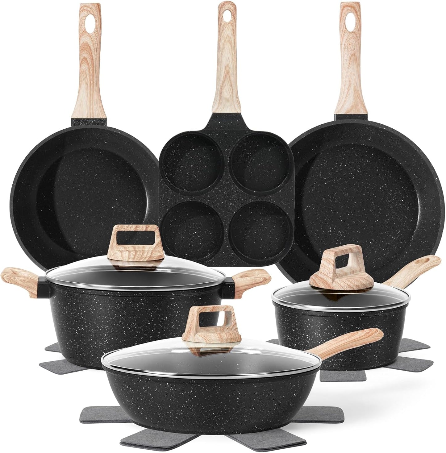 13 Pcs Nonstick Cookware Set for Healthy Cooking and Easy Cleanup