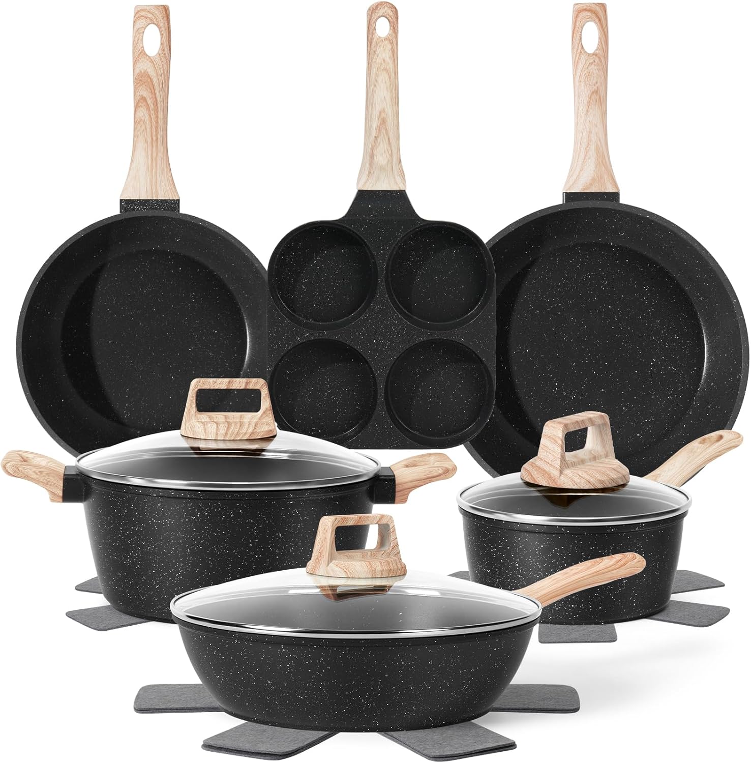 13 Pcs Nonstick Cookware Set for Healthy Cooking and Easy Cleanup