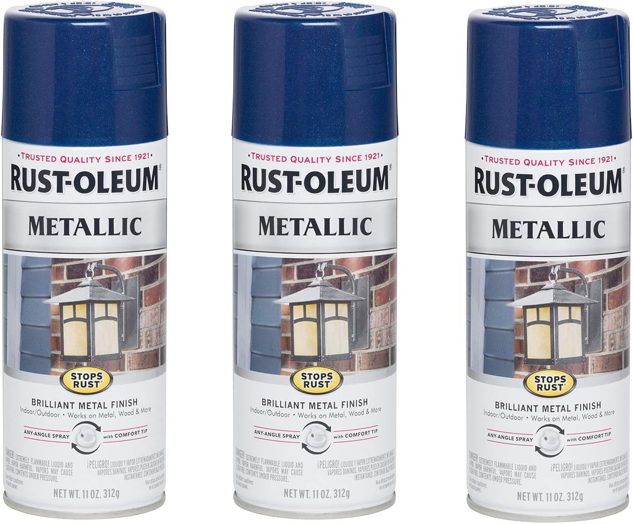 Rust-Oleum Stops Rust Metallic Spray Paint in Cobalt Blue 3 Pack