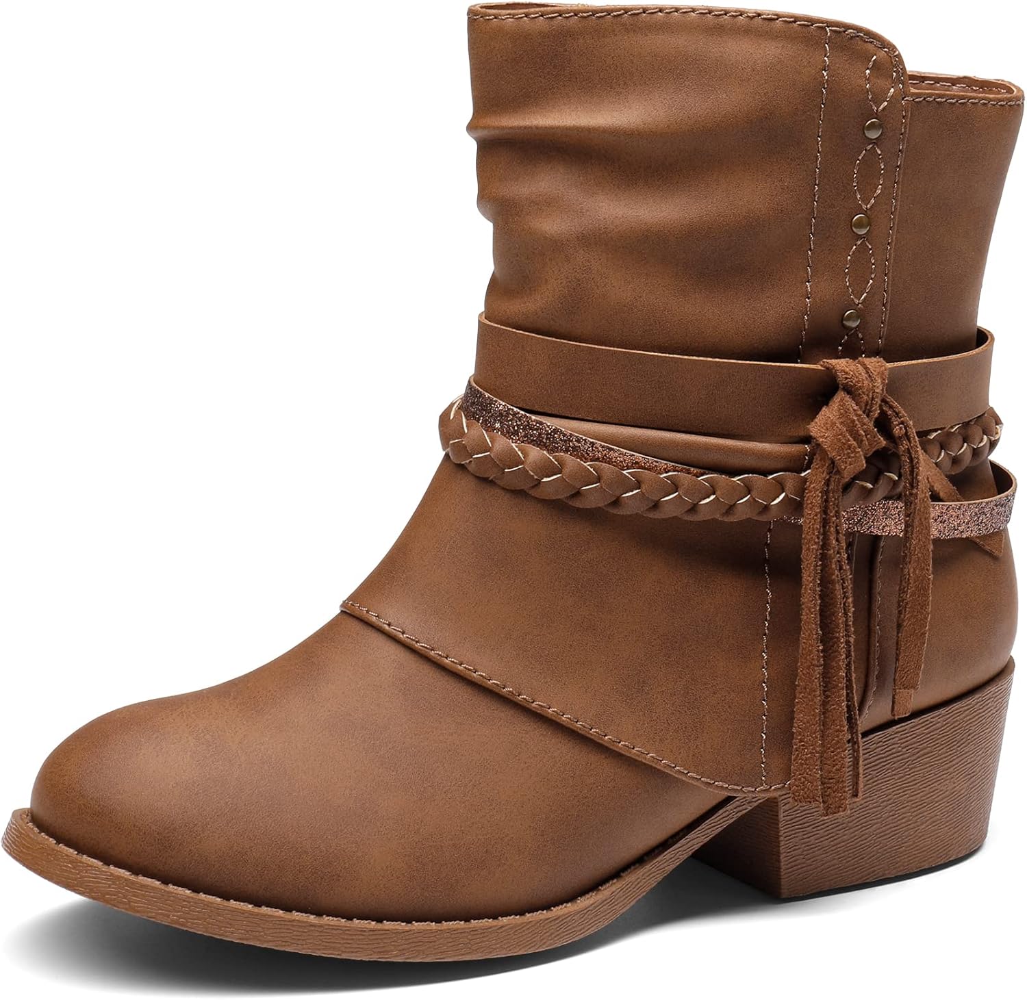 DREAM PAIRS Girls Ankle Boots with Side Zipper for Comfort