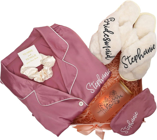 Personalized Bridesmaid Proposal Gift Box with Pajama Set and More