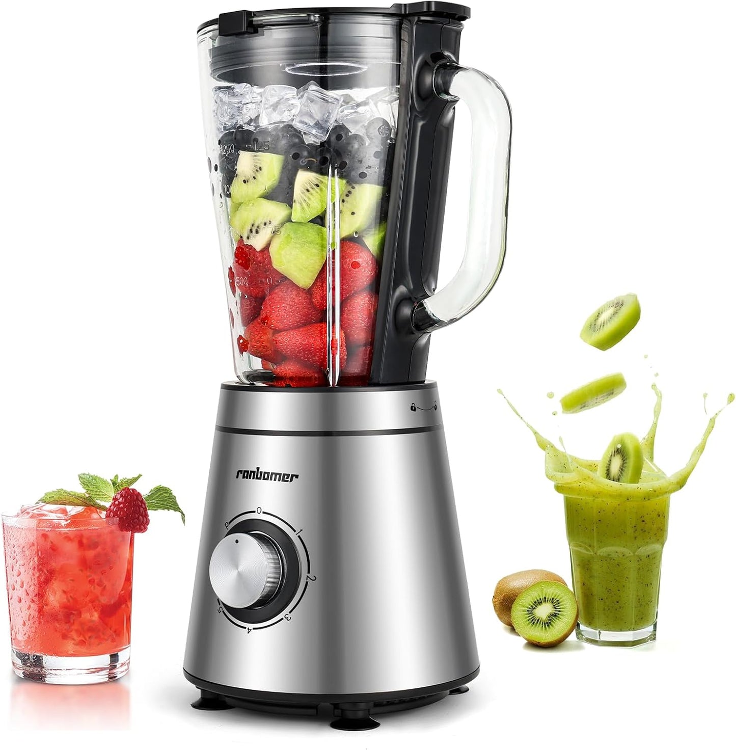 Powerful 600-Watt Glass Blender for Smoothies and Shakes