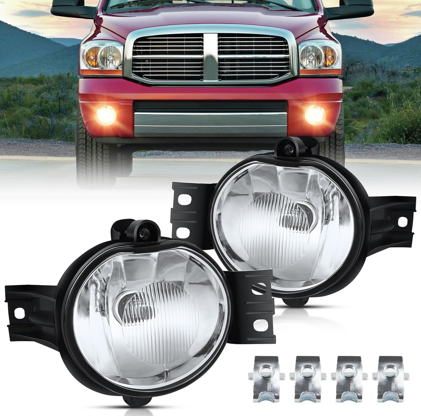 Nilight Fog Lights Assembly for Dodge Ram 1500 2500 3500 Durango